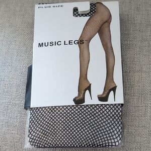 Music Legs Plus Size Black Fishnet Stockings